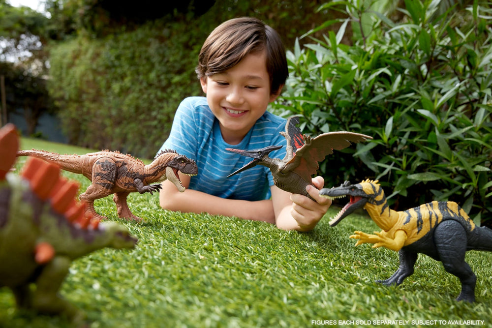 Mattel Jurassic World Wild Roar tail-attack action showcases dynamic battle play