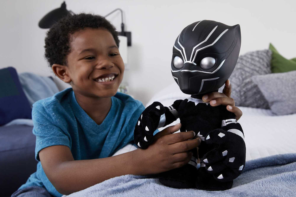 Mattel Marvel Black Panther plush chest press activates sounds for storytelling