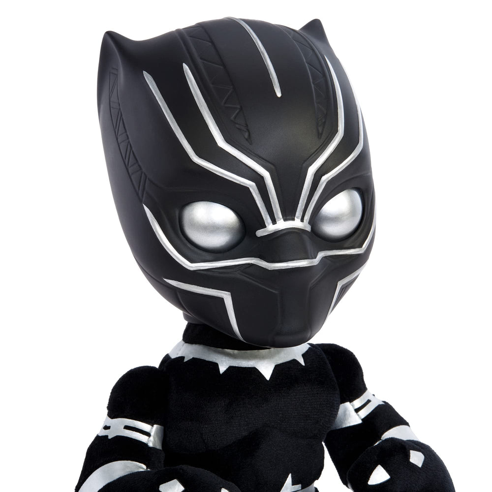 Vibranium-inspired suit details add authentic Marvel styling to play