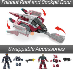 Mattel MEGA Halo phantom dropship foldout roof shows accessible cockpit display