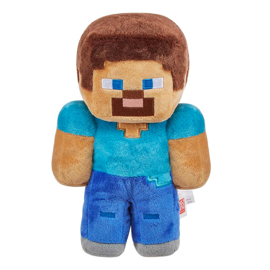 Mattel Minecraft basic plush character front view with soft, huggable texture