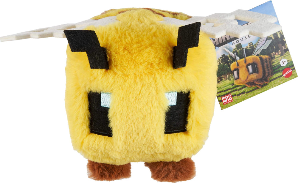 Mattel Minecraft Bee plush toy front view with soft fabric ideal for cuddling and play