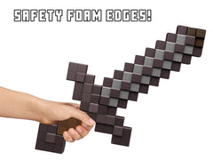 Mattel Minecraft Deluxe Netherite Sword swoosh sound demonstrates game-authentic effects during duels.