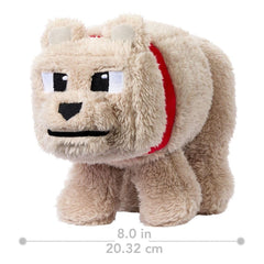 Mattel Minecraft Dennis Wolf plush at 8 inches fits easily into toy boxes and shelves.
