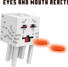 Mattel Minecraft Ghast eyes change expression when a disc is launched, adding drama.