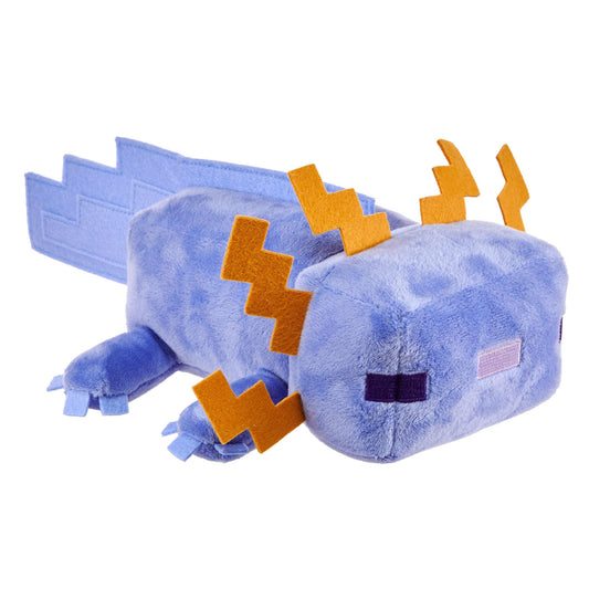 Mattel Minecraft blue axolotl plush front view, ideal for cuddling and play.