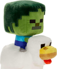Mattel Minecraft Plush Zombie Chicken Jockey close-up—premium fabrics feel soft and durable.