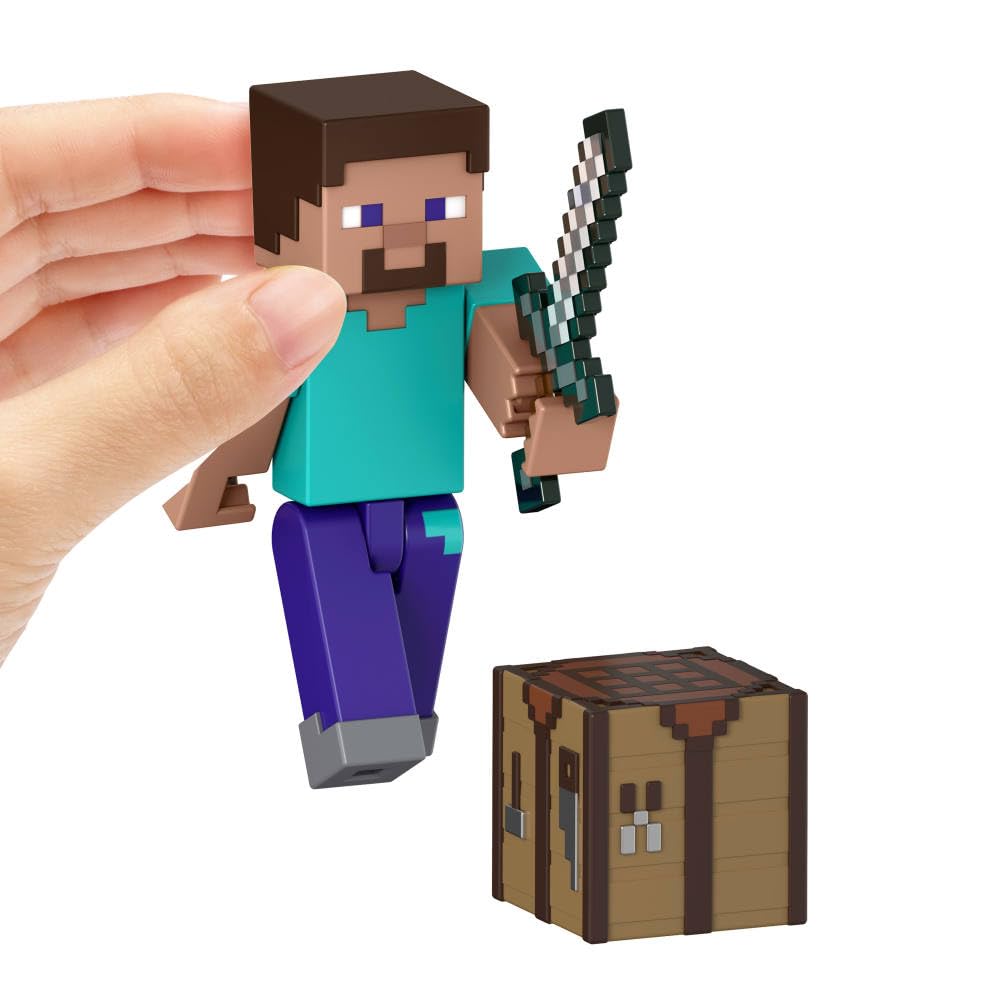 Mattel Minecraft Steve posing-action figure for dynamic display