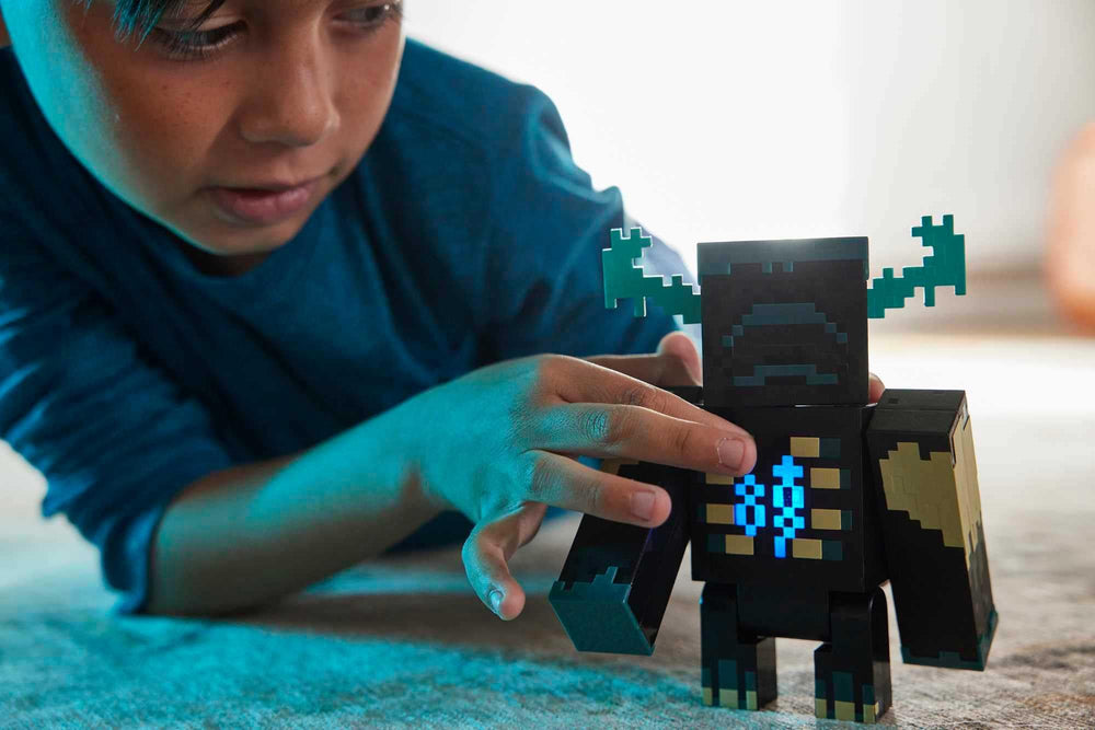 Mattel Minecraft Warden figure with light mode brings in-game ambience to real-world battles