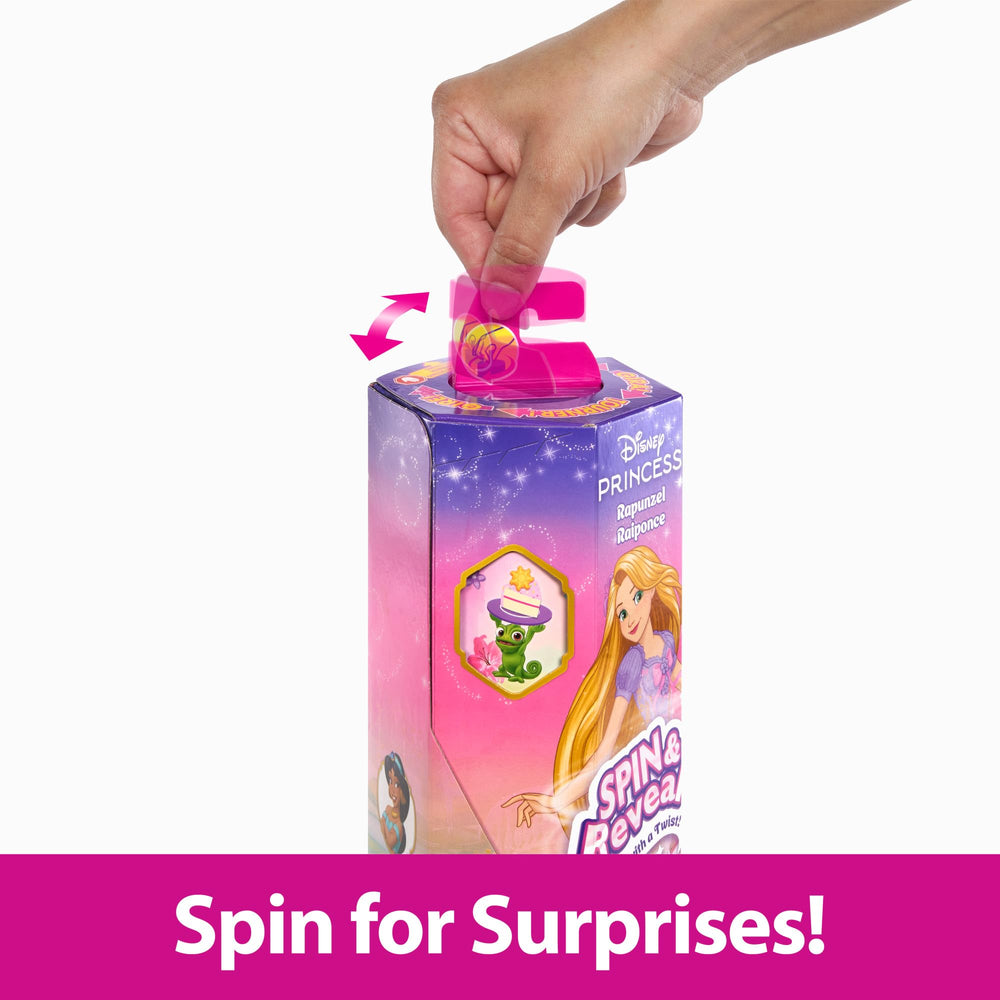 Mattel Rapunzel spin package reveals mystery bags for accessory discovery.