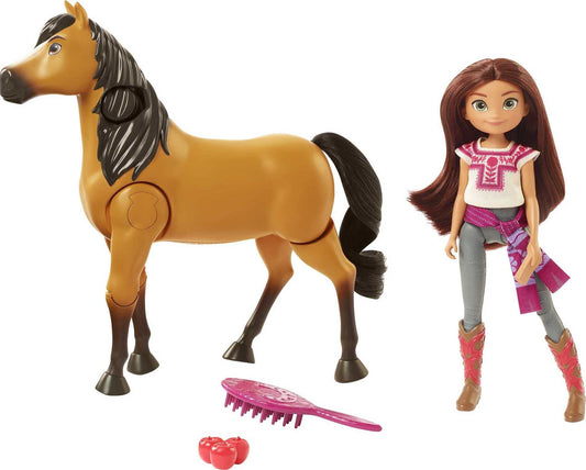 Mattel Spirit Untamed Lucky doll jumps beside Spirit for dynamic playtime.