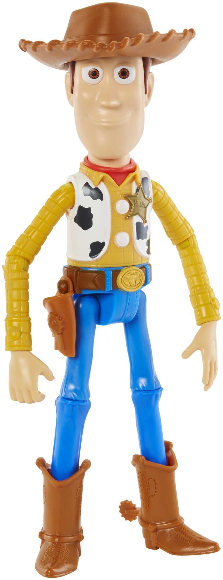 Mattel Woody figure, 9.2-inch height, removable hat for dynamic posing.