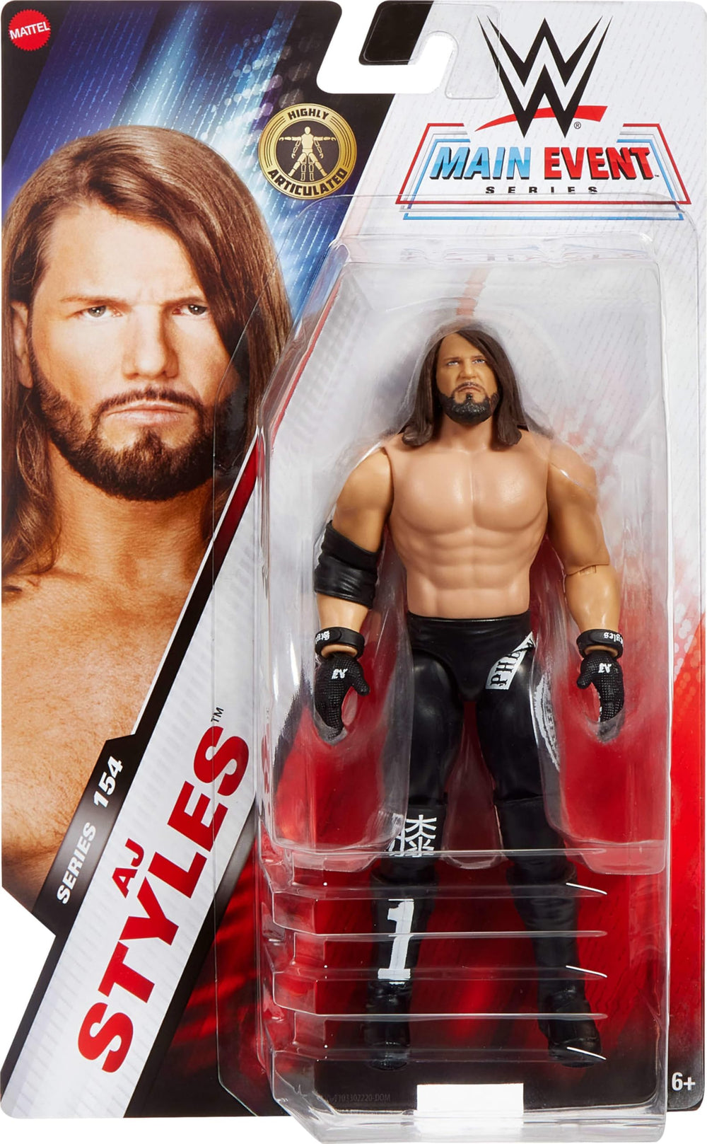 Mattel WWE AJ Styles action figure showing articulation points for dynamic posing