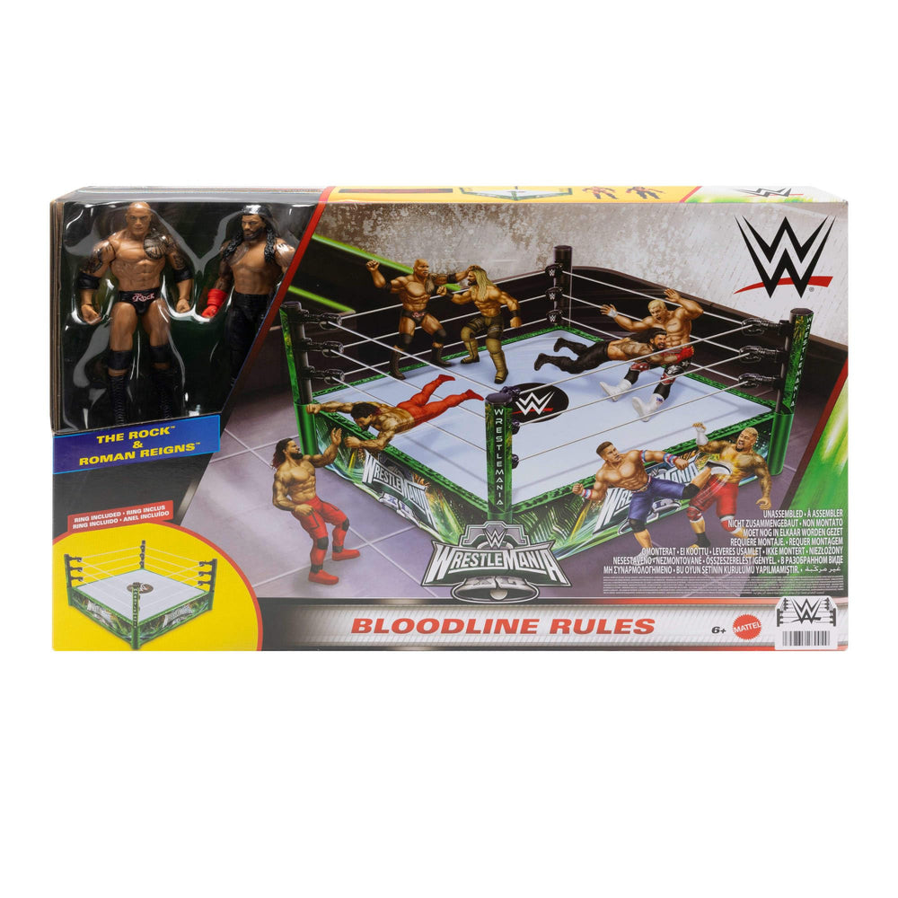 Mattel WWE Bloodline spring-loaded ring mat for fast, dramatic pins.