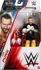 CM Punk face detail highlights life-like expression on Mattel figure.
