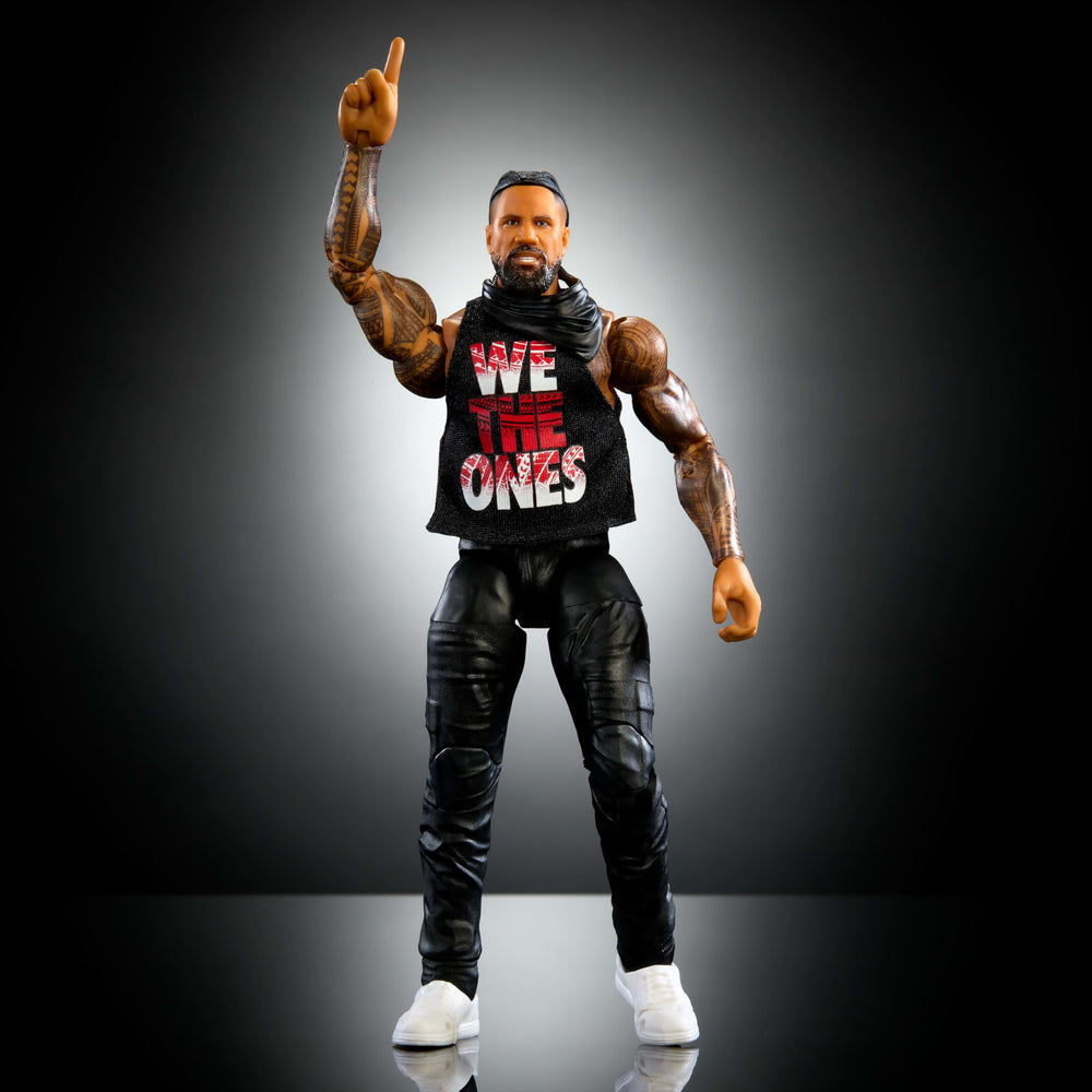 Mattel WWE Elite Jimmy Uso figure iconic accessories enhance play and display.