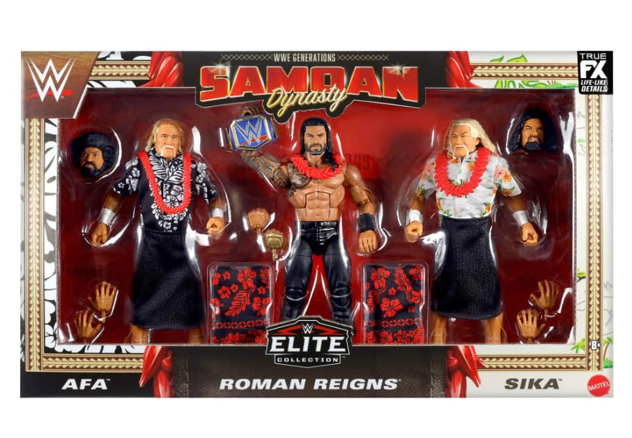 Mattel WWE Generations Elite Samoan Dynasty three-wrestler set for authentic display and collection.