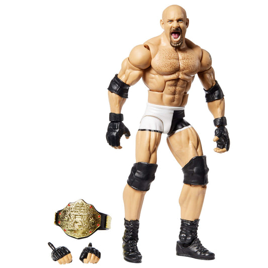 Mattel WWE Goldberg Elite 74 face detail shows lifelike expression for display and collection