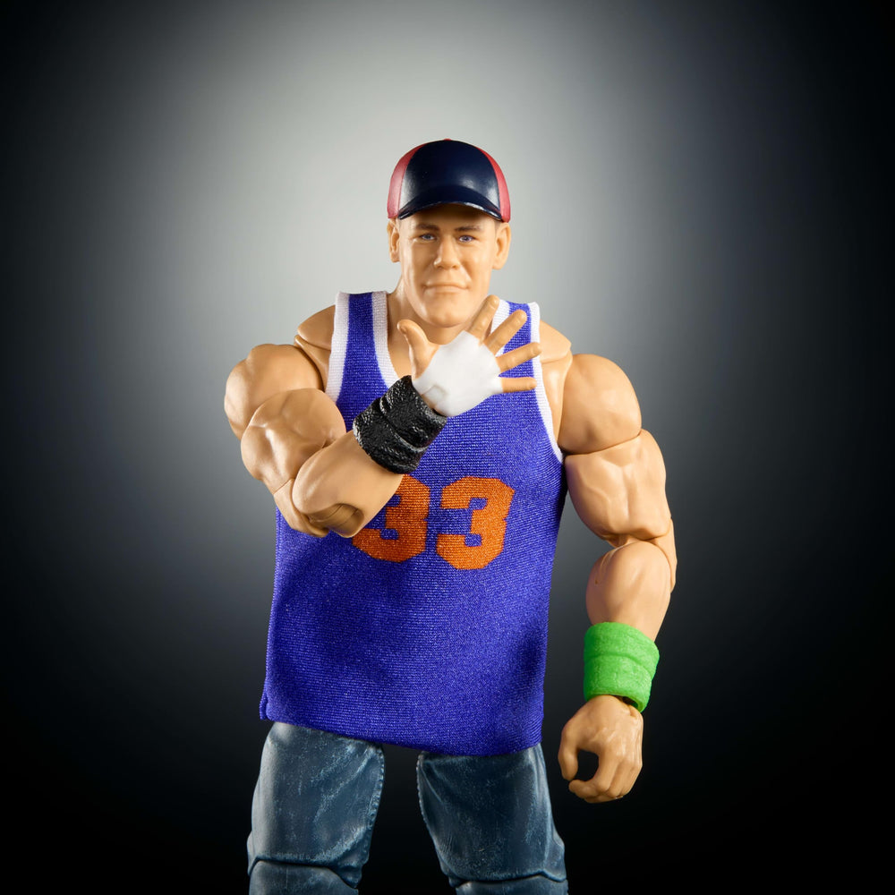 Mattel WWE John Cena display-ready set offers flexible posing options.