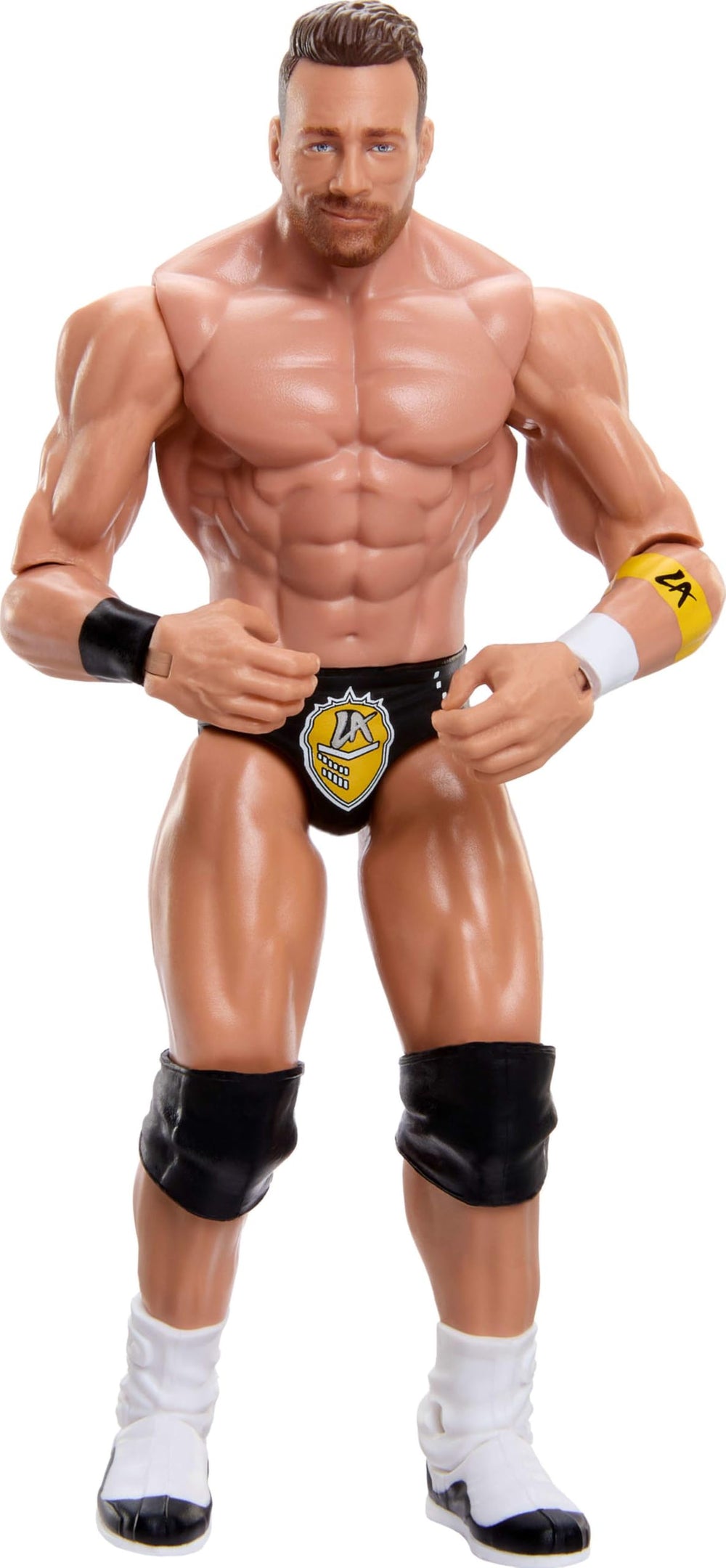 Mattel WWE LA Knight action figure front view for vivid display and play.