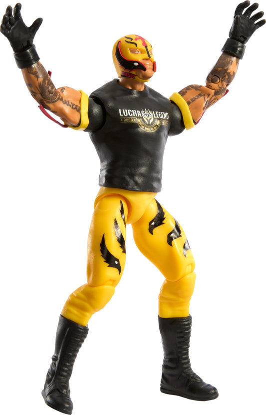 Mattel Rey Mysterio 6-inch figure with face sculpt for lifelike display.