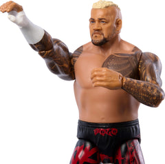 Mattel WWE Solo Sikoa action figure arms-posed in-ring stance for storytelling play.