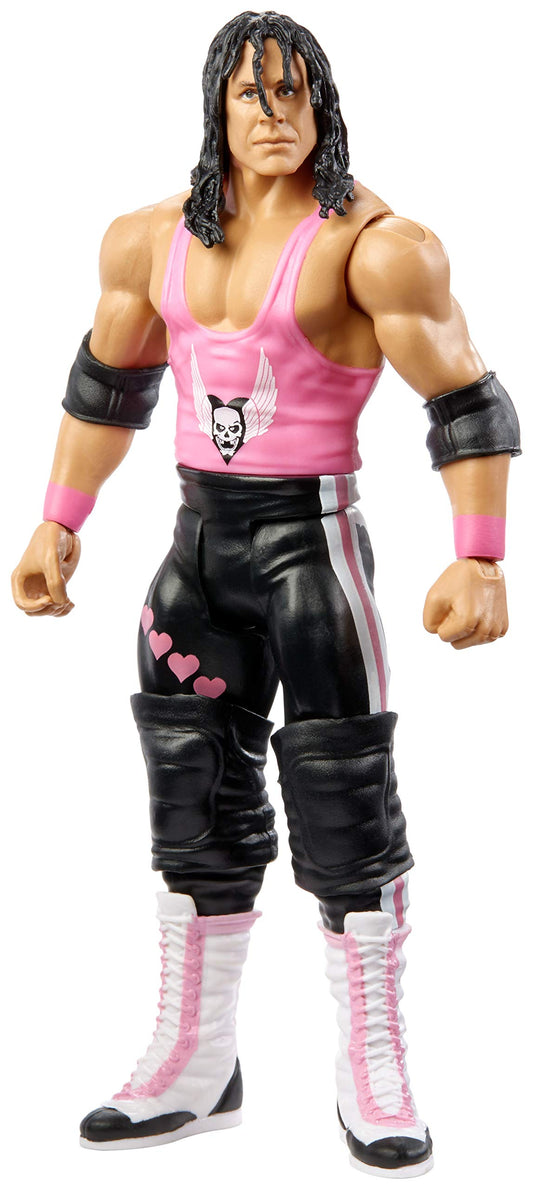 Mattel WWE SummerSlam Bret Hitman Hart action figure front view with poseable features.