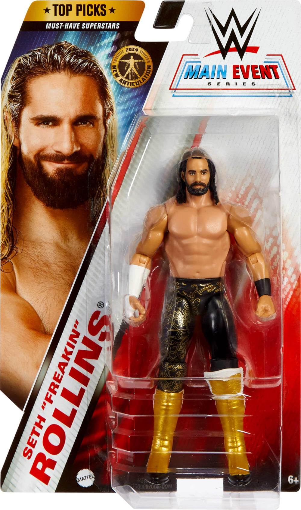 Mattel WWE Top Picks Seth Rollins articulation for dynamic posing.