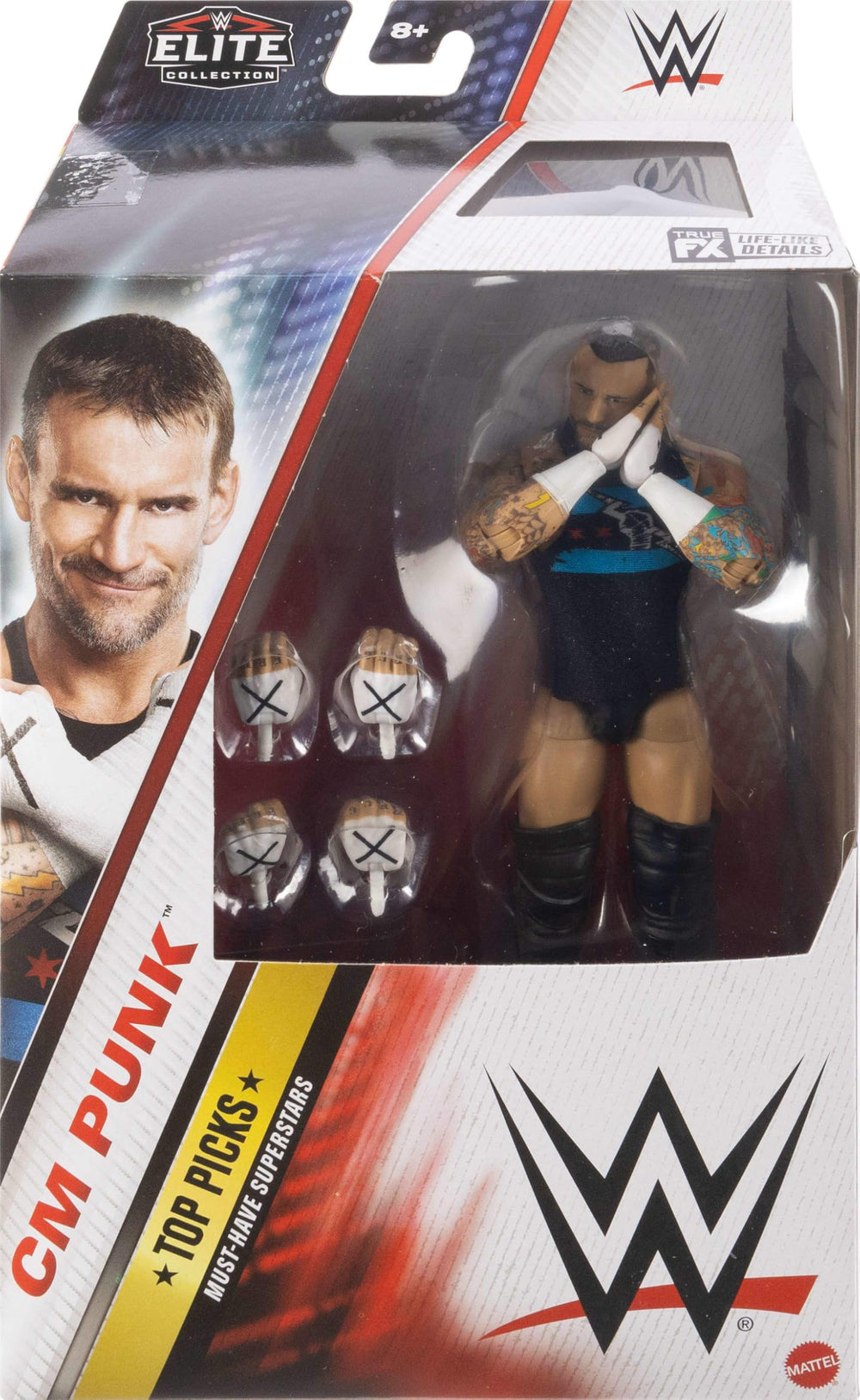 Mattel CM Punk swappable hands for dynamic posing and scenes