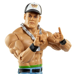 John Cena Elite figure by Mattel offers deluxe articulation for multiple poses.