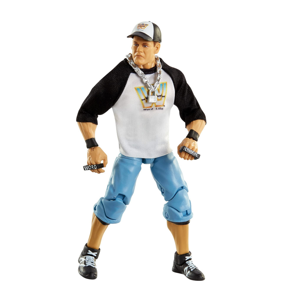 Authentic ring gear and accessories on the Cena figure for an action-ready look.