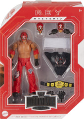 Mattel WWE Ultimate Edition Rey Mysterio interchangeable heads for versatile expressions.