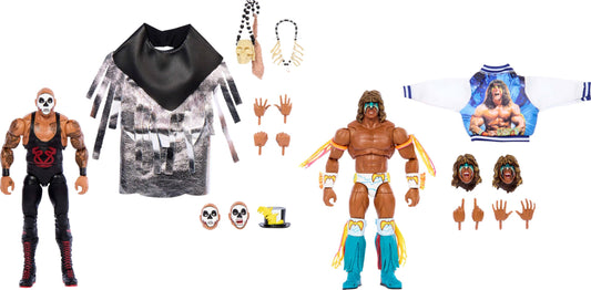 Mattel WWE Ultimate Edition Ultimate Warrior face detail for lifelike display.