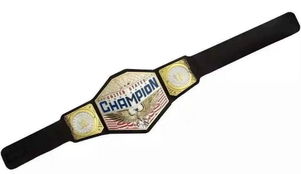 Mattel WWE US Championship belt with metallic medallions for realistic play