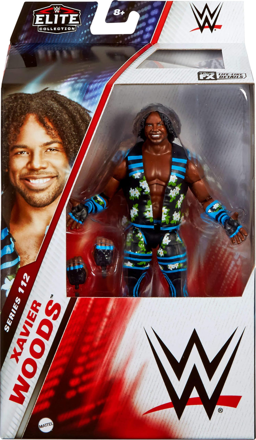 Xavier Woods figure with TrueFX detailing for lifelike facial features.