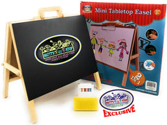 Matty's Toy Stop easel includes colored chalk for vibrant drawings.