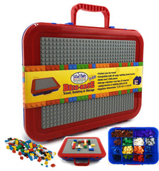 Matty's Toy Stop Brik-Kase 2-GO travel case keeps bricks organized for portable play