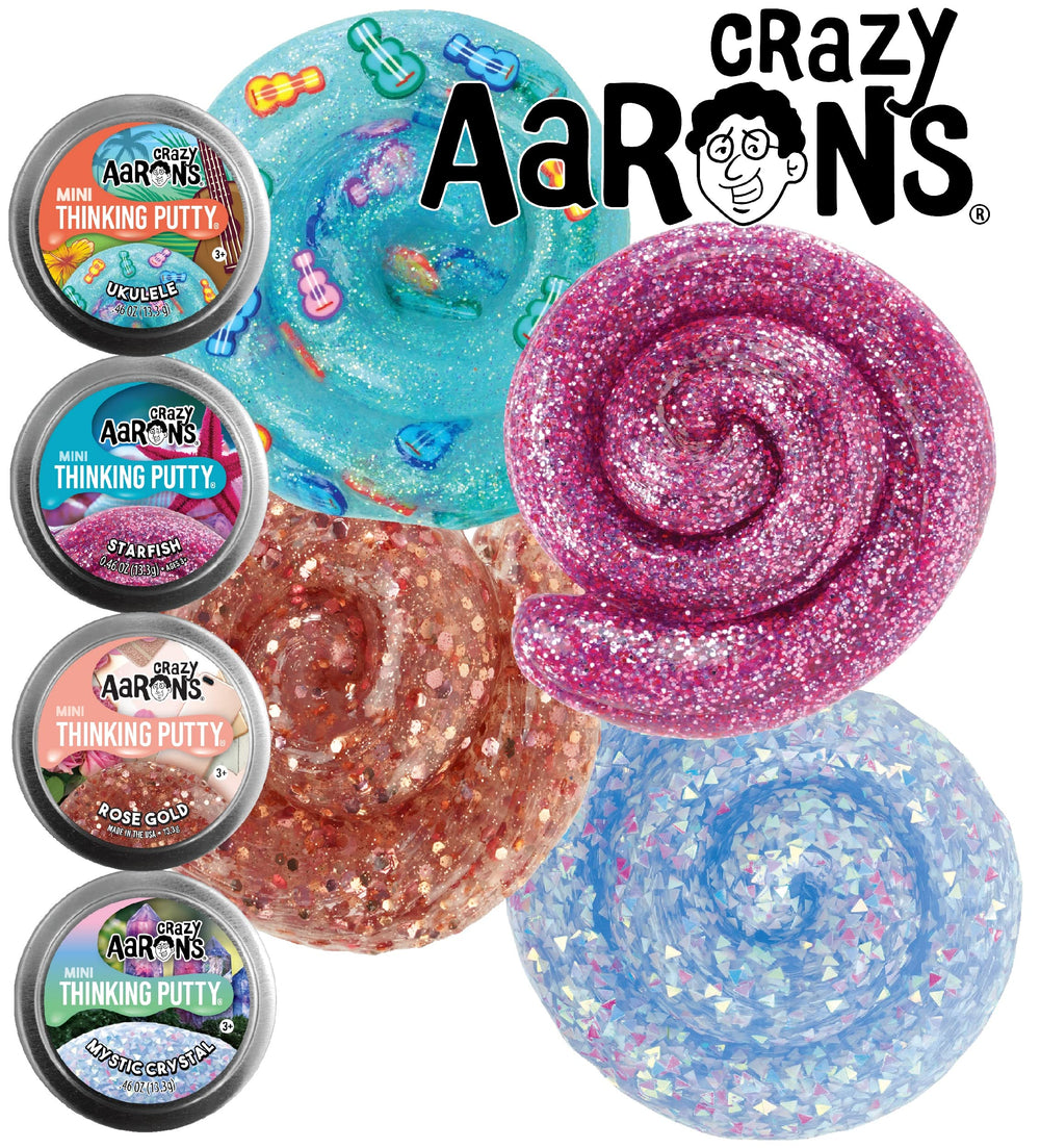 Matty's Toy Stop Crazy Aaron's Starfish mini tin putty with shimmering pink-purple seashell vibes.