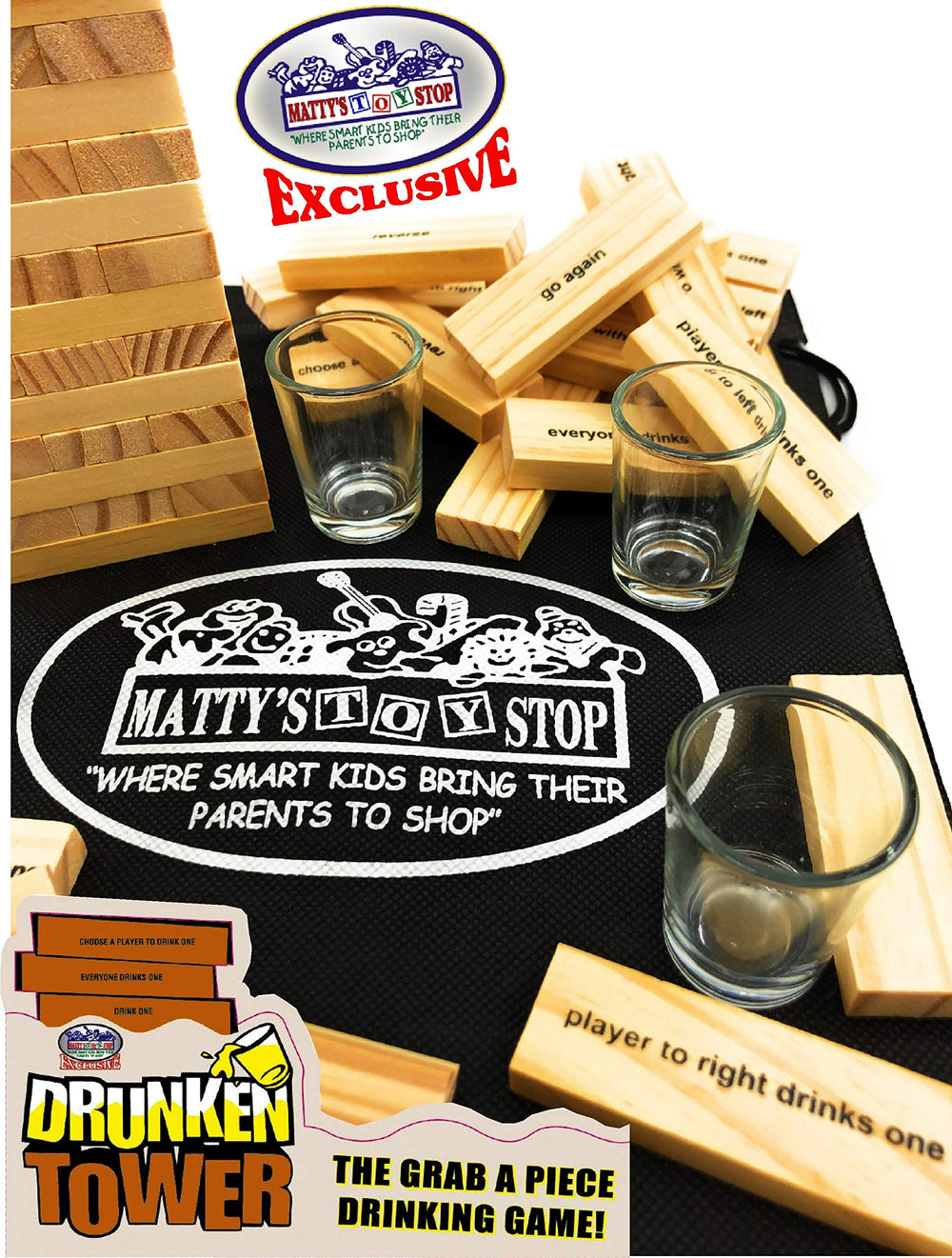 Matty's Toy Stop 4 glasses ready for cheers during turns