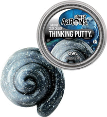 Matty's Toy Stop Owl mini tin putty shifts color with warmth and silver glitter