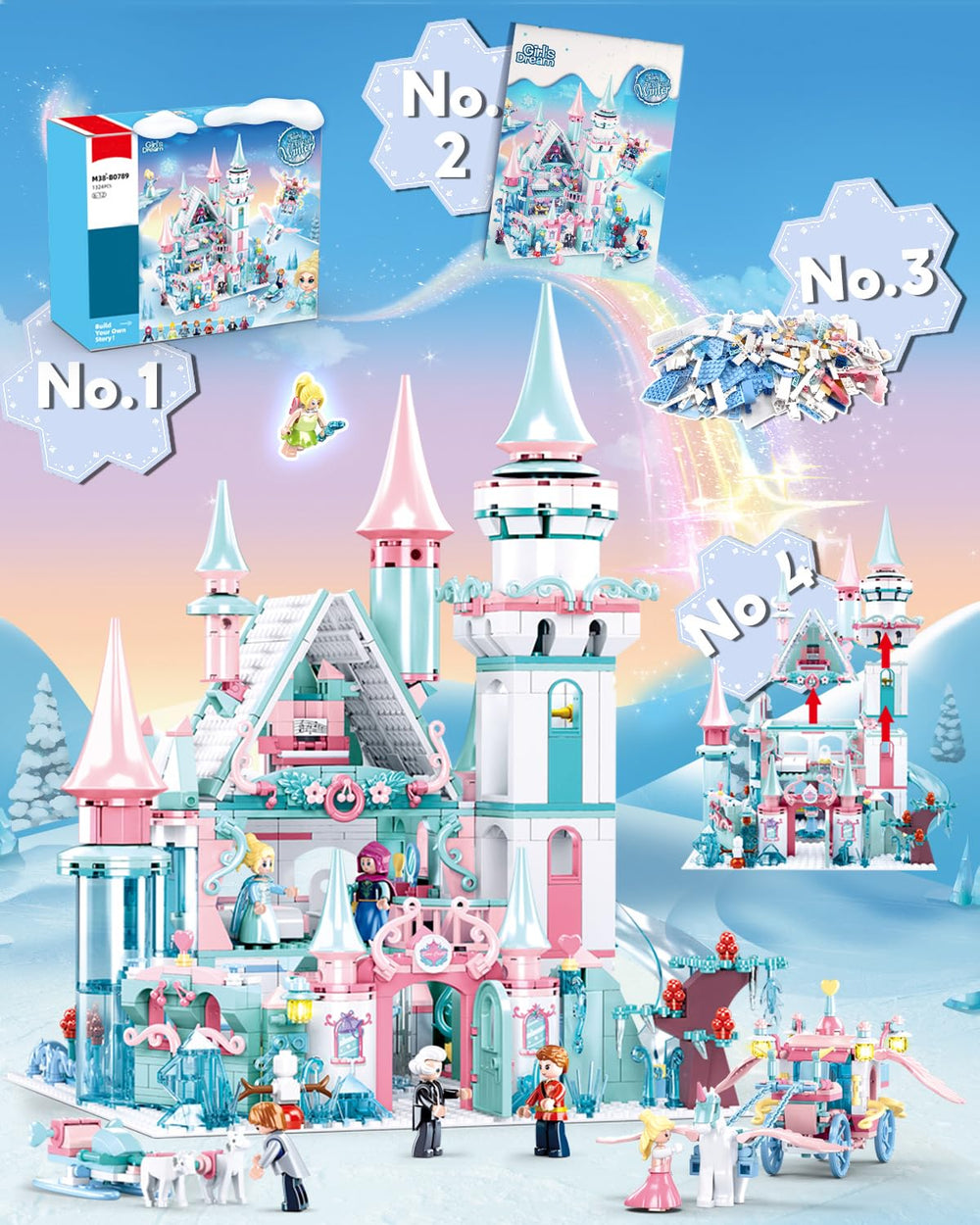 Mavo Brix Castle Girl Set sledge for winter-themed adventures