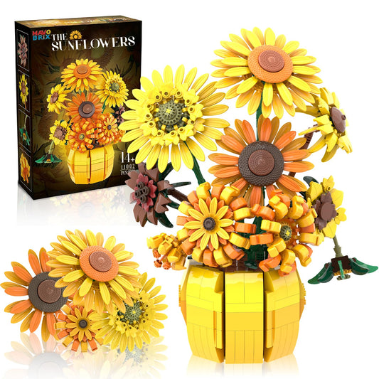 Mavo brix Flowers building kit recreates Van Gogh Sunflowers for elegant display