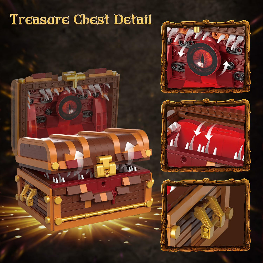 Mavo brix Mimic Chest open lid demonstrating a secure yet playful treasure-chest experience.