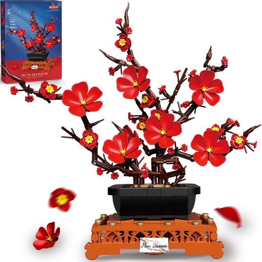Mavo brix Plum Blossom Building Set closeup bloom shows intricate petal details for serene home decor.