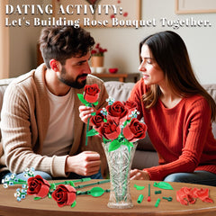 Mavo Brix roses bouquet building set is Lego-compatible for versatile DIY floral collections