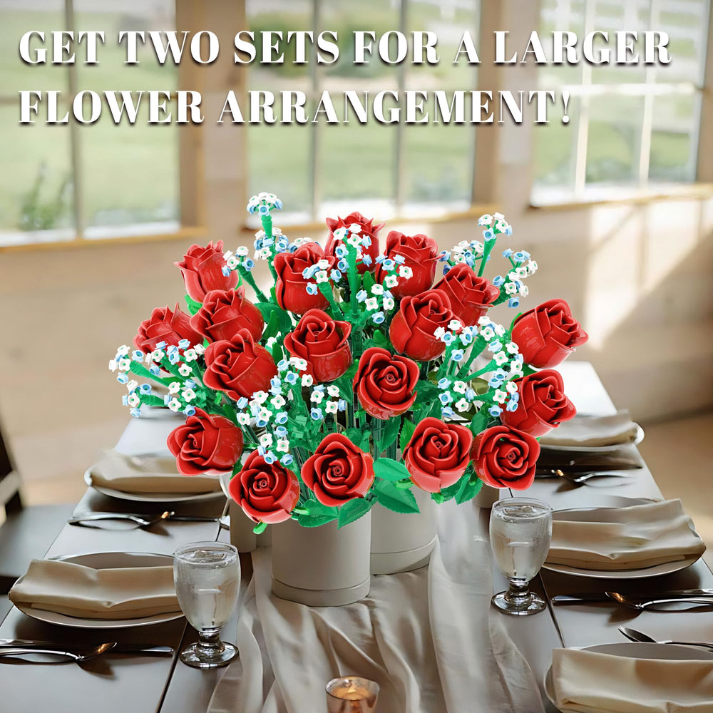 Mavo Brix roses bouquet building set notes vase not included for personalized vase pairing