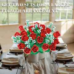 Mavo Brix roses bouquet building set notes vase not included for personalized vase pairing