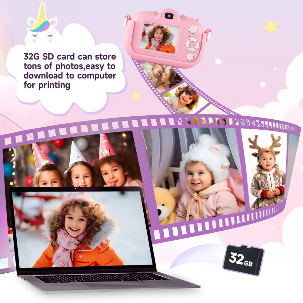 MAVOKIS Kids Camera stickers and frames spark creative photo ideas.