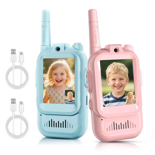 MaxTalker video walkie talkie kids front view for outdoor play.