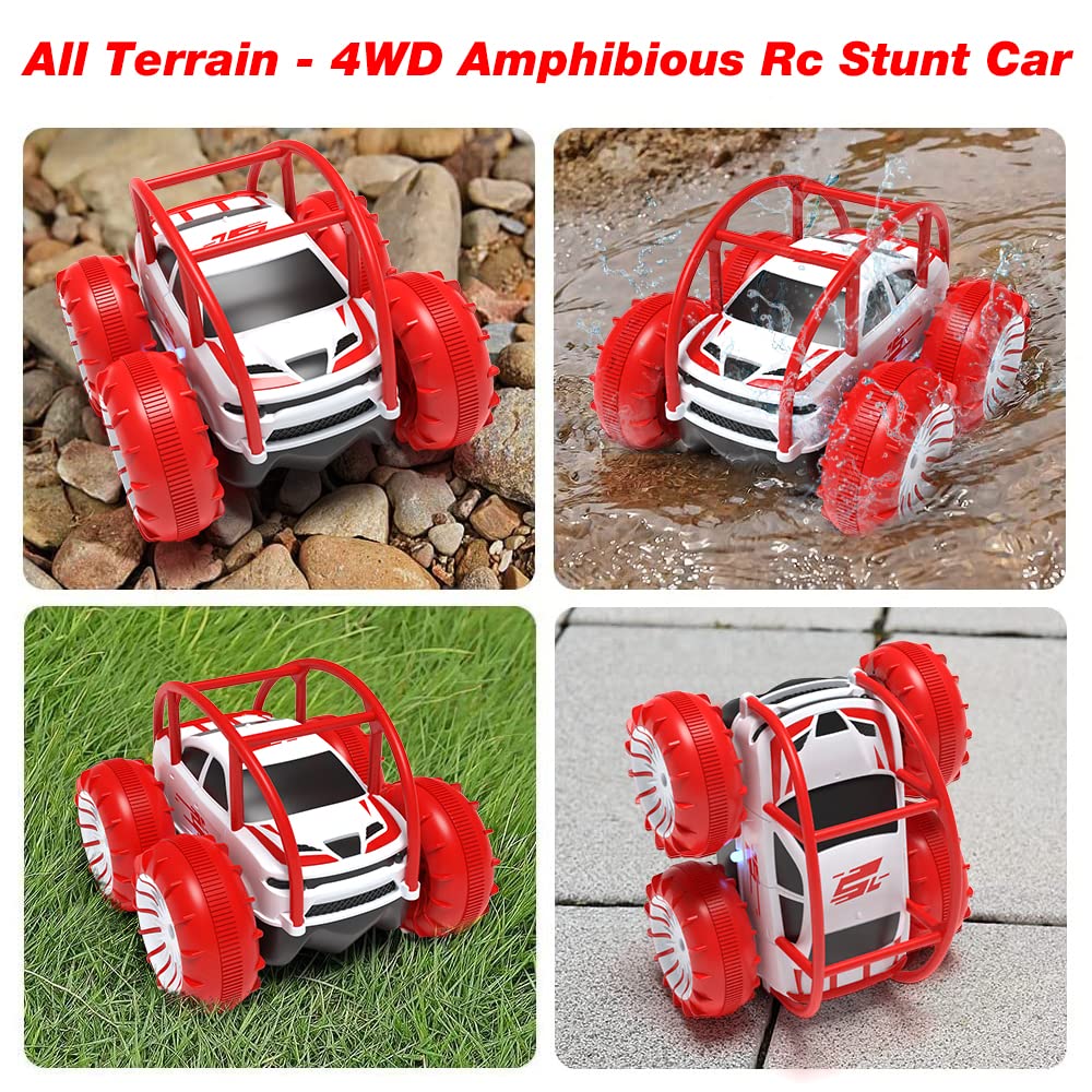 MaxTronic Amphibious RC car with 360 flips and LED lights in action